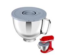 Set de 5 quarts de bol de mixeur en acier inoxydable, compatible avec les blenders Kitchen Aid 4,5-5 quarts à tête inclinable (bol de 5 quarts＋couvercle gris)