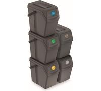 Set de 5 récipients dede KEDEN SORTIBOX pour le recyclage, gris, volume 5x25L