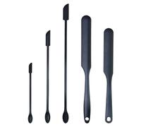 Set de 5 Spatules Silicone pour la Cuisine, Spatule Pâtisserie, la Pâtisserie et la Beauté - Modèles Grands et Miniatures avec Encoche de Suspension, Noir