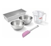 Set pâtisserie avec moule à cake acier 30 cm, 2 bols à mixer, verre mesureur et spatule Zenker