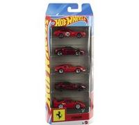 Hot Wheels Coffret 5 véhicules Ferrari Échelle 1/64 Licence officielle Rouge