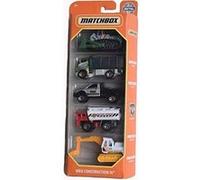 Set de 5 véhicules matchbox : mbx construction iii - coffret camion et pelleteuse engin de chantier miniature - enfant