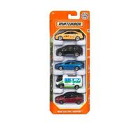 Set de 5 véhicules pour Matchbox : mbx Electrics Drivers - Coffret Voitures Miniatures Jaune Noire Rouge Bleu et Carte Tigre - Enfant