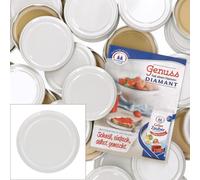 set de 50 couvercles de rechange To 82 blancs pour bocaux de 230ml / 350ml / 435ml avec livret de recettes