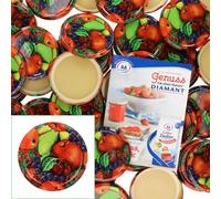 set de 50 couvercles de rechange To 82 fruits pour bocaux 230ml / 350ml / 435ml, livret de recettes inclus