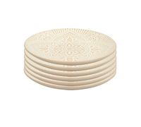 Set de 6 assiettes à dessert en céramique beige motif mandala (Ø19,5 cm) - AKKA - ALTOBUY Beige G