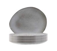 Set de 6 assiettes à dessert galet en céramique au grés du temps gris (22x18cm) - GALET