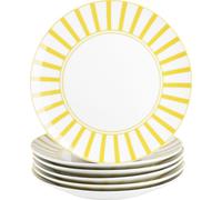 set de 6 assiettes à gâteaux en porcelaine jaune rayé 6 personnes Assiette à déjeuner rayée