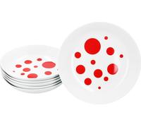 set de 6 assiettes à soupe Pula rouge à pois 450ml porcelaine 6 pers. assiettes creuses pâtes à pois