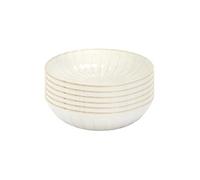 Set de 6 assiettes creuses beiges en céramique (Ø20cm) - SHELLY -