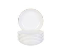 AltoBuy Set de 6 Assiettes Creuses Blanches en Porcelaine avec liseré doré (Ø21,5cm) - Aura