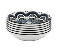 Set de 6 assiettes creuses en porcelaine bleu mandala (Ø20cm) - MANDALA -
