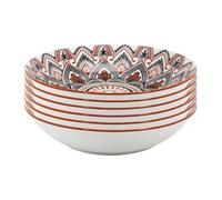 AltoBuy Set de 6 Assiettes Creuses en Porcelaine Orange Mandala (Ø20cm) - Mandala