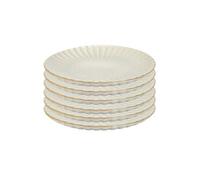 Set de 6 assiettes de présentation beiges en céramique (Ø32 cm) - SHELLY -