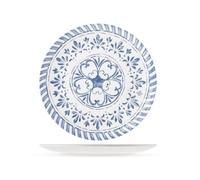 Set de 6 assiettes plates Azulejo en mélamine décorée - 27 cm - Design portugais, bleu et azur - Style méditerranéen, lavables en lave-vaisselle