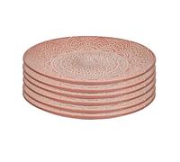 Set de 6 assiettes plates en céramique terracotta motif mandala (Ø27 cm) - AKKA