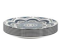 Set de 6 assiettes plates en porcelaine bleu mandala (Ø26cm) - MANDALA - ALTOBUY Bleu G