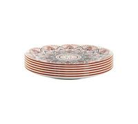 Set de 6 assiettes plates en porcelaine orange mandala (Ø26cm) - MANDALA