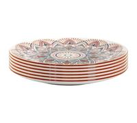 Set de 6 assiettes plates en porcelaine orange mandala (Ø26cm) - MANDALA