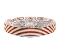 AltoBuy Set de 6 Assiettes Plates en Porcelaine Orange Mandala (Ø26cm) - Mandala
