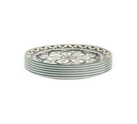 Set de 6 assiettes plates en porcelaine vert mandala (Ø26cm) - MANDALA -