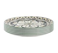 Set de 6 assiettes plates en porcelaine vert mandala (Ø26cm) - MANDALA