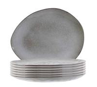 AltoBuy Set de 6 Assiettes Plates Galet en céramique au grés du Temps Gris (27.5x23cm) - Galet
