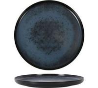 Set de 6 assiettes plates YAKI rondes à dessert, plat à service de table en Porcelaine décorée - diamètre 32 x hauteur 3 cm G