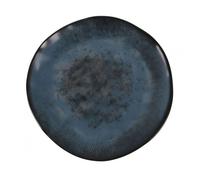 Set de 6 assiettes plates YAKI rondes à dessert, plat à service de table en Porcelaine décorée - D 26 x H 2,5 cm