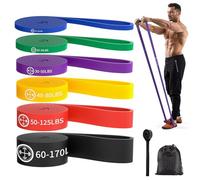 Set de 6 Bandes de Résistance Musculation (6-77kg),2 Sangles de Cheville et Sac de Transport. Bandes de Gymnastique pour Yoga, Bandes de résistance pour Pilates, Elastique Musculation