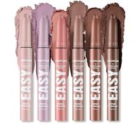 Set de 6 bâtons d'ombres à paupières, Crayon ombres à paupières crème mate et scintillante, Kit de maquillage des yeux en bâton de contour, illumination des yeux, waterproof et longue durée (#A)