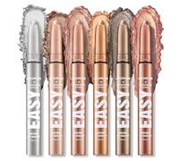 Set de 6 bâtons d'ombres à paupières, Crayon ombres à paupières crème mate et scintillante, Kit de maquillage des yeux en bâton de contour, illumination des yeux, waterproof et longue durée (#B)