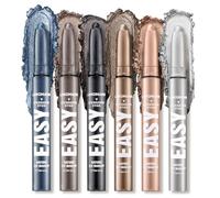 Set de 6 bâtons d'ombres à paupières, Crayon ombres à paupières crème mate et scintillante, Kit de maquillage des yeux en bâton de contour, illumination des yeux, waterproof et longue durée (#E)