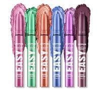 Set de 6 bâtons d'ombres à paupières, Crayon ombres à paupières crème mate et scintillante, Kit de maquillage des yeux en bâton de contour, illumination des yeux, waterproof et longue durée (#C)