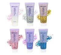 Set de 6 Body Glitter Gel, Gels Paillettes Visage et Cheveux, Paillettes Chunky Holographiques pour Maquillage Festival, Noël, Pâques, Fête, Longue Durée, Gel Shimmer Liquide pour Yeux et Corps