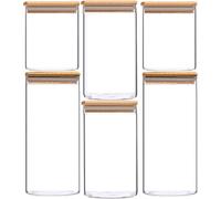 set de 6 boîtes à provisions en verre avec couvercle en bambou - Stylé & hermétique