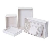 Set de 6 boîtes en bois MENDLER HWC-C20 blanc shabby Blanc