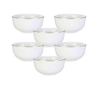 AltoBuy Set de 6 Bols Blancs en Porcelaine avec liseré doré (50cl) - Aura