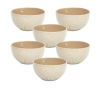 AltoBuy Set de 6 Bols en céramique Beige Motif Mandala (65cl) - AKKA
