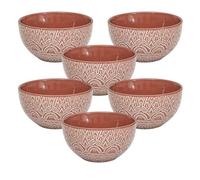 Set de 6 bols en céramique terracotta motif mandala (65cl) - AKKA