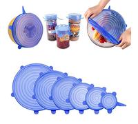 Set De 6 Bouchons en Silicone, Couvercles en Silicone, Extensibles, Réutilisables, Hermétiques, Sans BPA