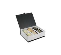 HOME DECO FACTORY - BO5134, Coffret de 6 bougies parfumées assorties senteur vanille, pots en verre doré, noir et transparent, dimensions 5,5 x 14,6 x 18,6 cm