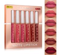 Set de 6 brillants à lèvres rouge mat - rouge à lèvres & gloss en un - couleur longue durée avec baume à lèvres - set de maquillage pour femmes cadeau cosmétique