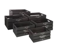 Atmosphera - Set de 6 caisses cagettes Facto - Bois - Noir