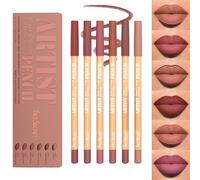 Set de 6 couleurs de crayons à lèvres mats, texture crémeuse et lisse, imperméable et hautement pigmenté, maquillage naturel des lèvres, Douceur longue durée Set de crayons à lèvres ultra fins (#B)