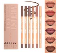 Set de 6 couleurs de crayons à lèvres mats, texture crémeuse et lisse, imperméable et hautement pigmenté, maquillage naturel des lèvres, Douceur longue durée Set de crayons à lèvres ultra fins (#A)