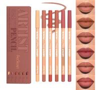 Set de 6 couleurs de crayons à lèvres mats, texture crémeuse et lisse, imperméable et hautement pigmenté, maquillage naturel des lèvres, Douceur longue durée Set de crayons à lèvres ultra fins (#D)