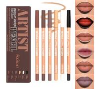 Set de 6 couleurs de crayons à lèvres mats, texture crémeuse et lisse, imperméable et hautement pigmenté, maquillage naturel des lèvres, Douceur longue durée Set de crayons à lèvres ultra fins (#E)