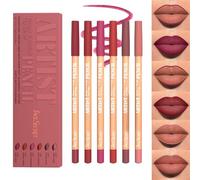 Set de 6 couleurs de crayons à lèvres mats, texture crémeuse et lisse, imperméable et hautement pigmenté, maquillage naturel des lèvres, Douceur longue durée Set de crayons à lèvres ultra fins (#C)