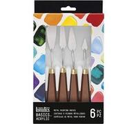 Liquitex Peindre Basics Lot de 6 Couteaux à Palette avec Lame en métal élastique Inoxydable acryliques ou peintures à l'huile, Assortiment, Set, 4 Pièces